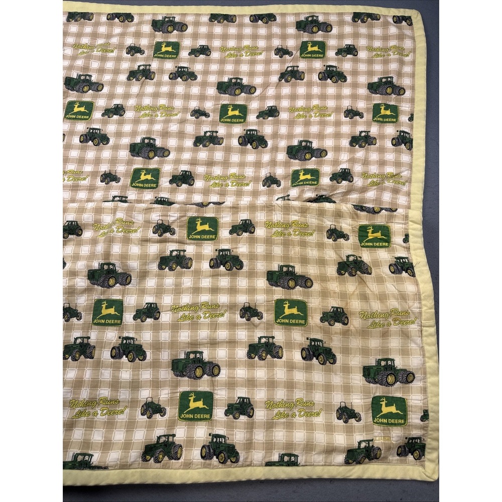 JOHN DEERE Tractor QUILT Hand Made Throw Size 67x41 Cotton
